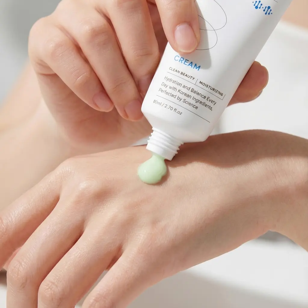 효과적인 제품 - 피부에 크림을 바르는 모습